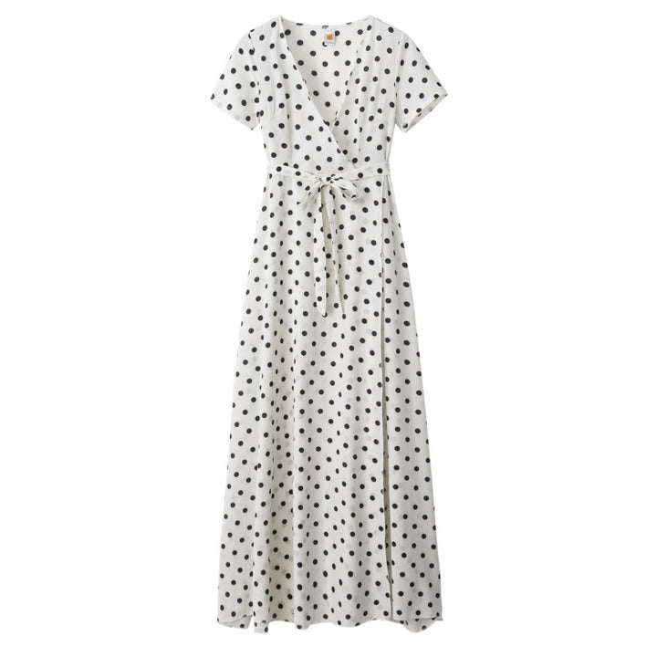 Robe maxi femme avec design floral enroulé et taille élégante Chic & Stil