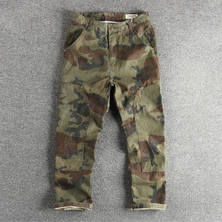 Men's cargo pants in modern camouflage design with multifunctional pockets Lune London