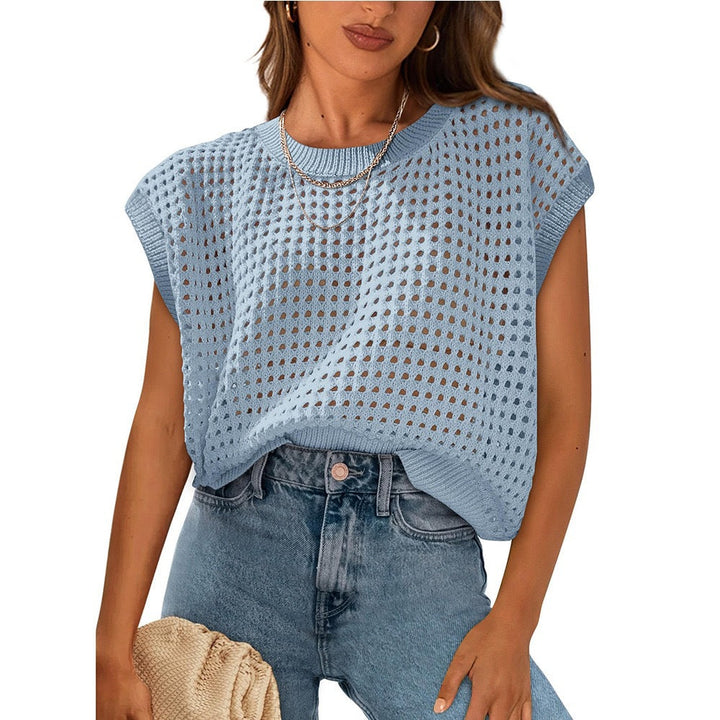 Women's Casual Knit Top with Modern Lace Pattern Lune London