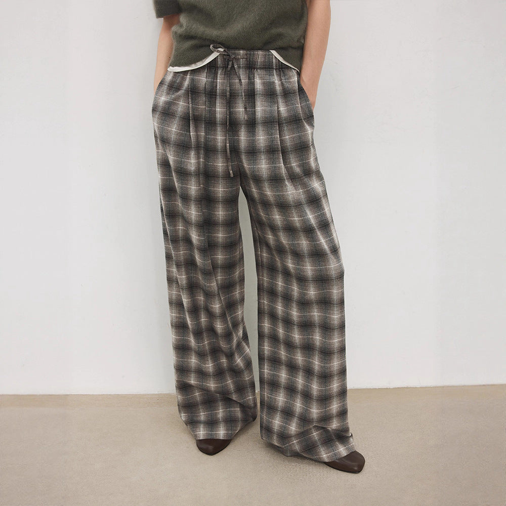 Pantalons à carreaux amples pour femmes avec taille élastique Chic & Stil