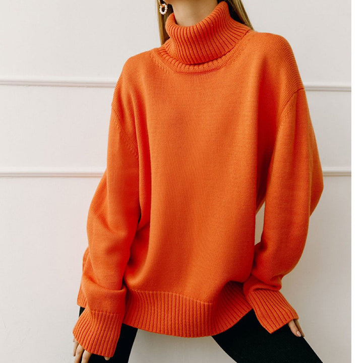 Oversized turtleneck sweater for women with ribbed structure Lune London