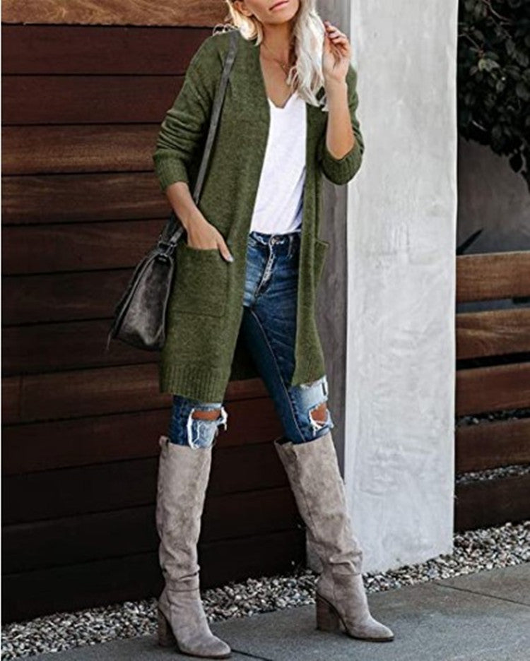 Ladies long open cardigan with relaxed cut Lune London