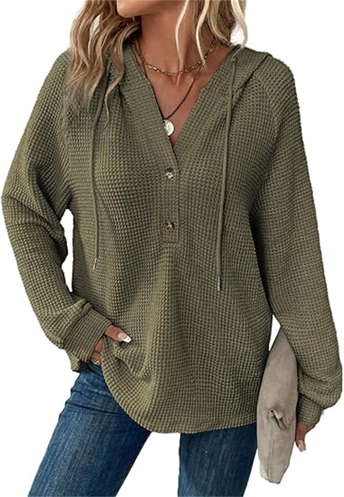 Ladies hooded sweatshirt in waffle texture Lune London