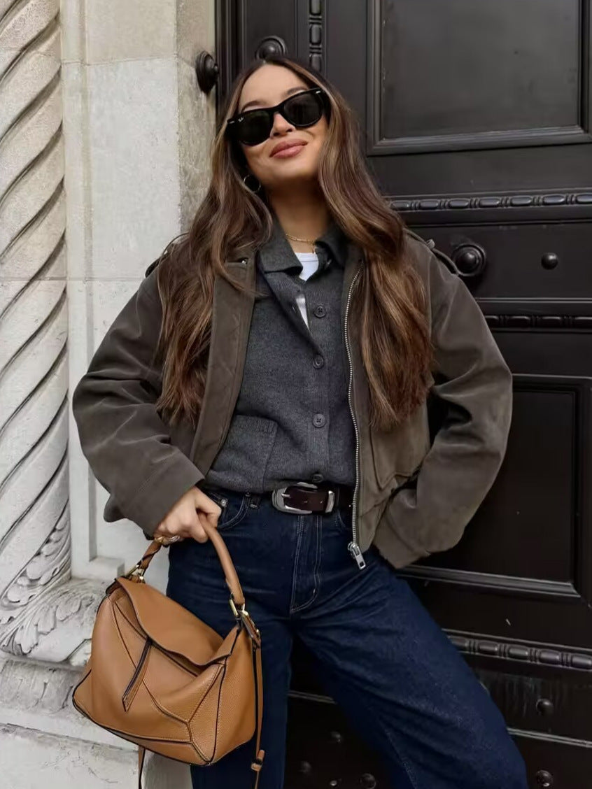 Ladies Oversized Fashion Jacket with Practical Flap Pockets Lune London