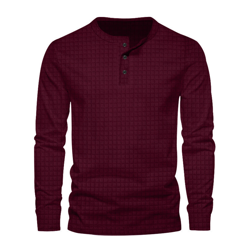 Men's long-sleeve shirt with textured fabric and button placket Chic and style