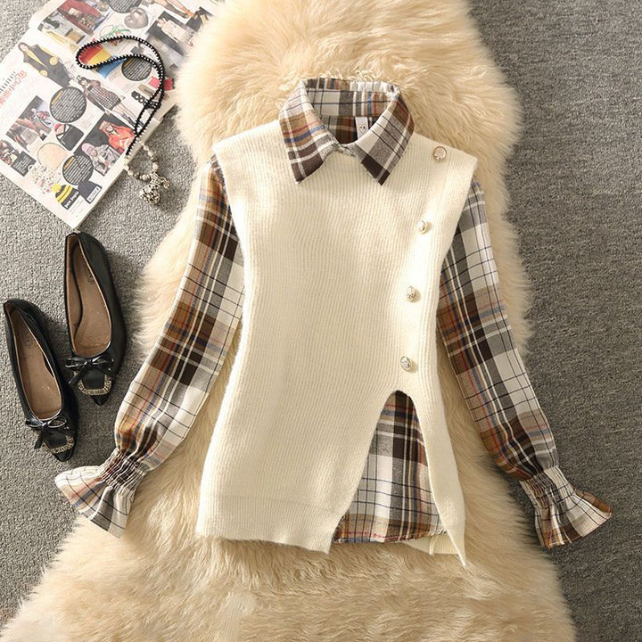 Knitted vest for women with an elegant V-neck and Lune London button details
