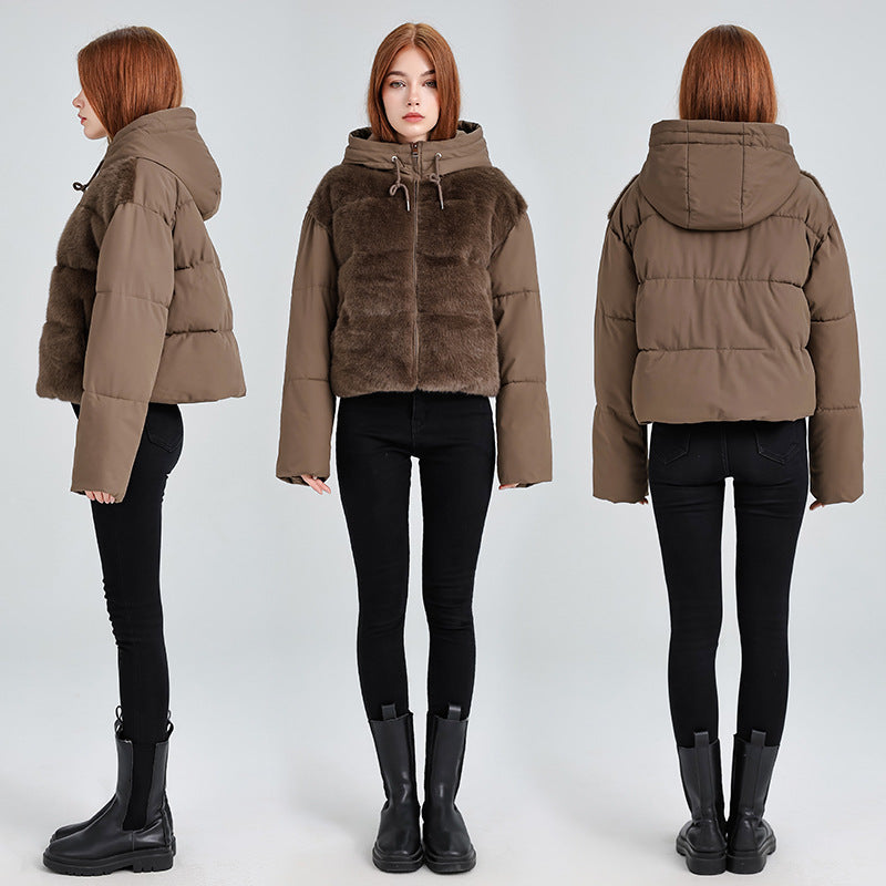 Stylish women's quilted jacket lined with hood and luxurious faux fur Lune London