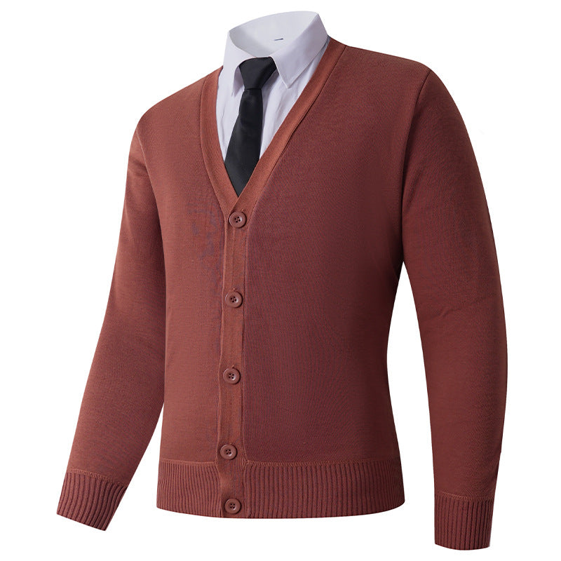 Men's knit jacket with V neck and button closure Lune London