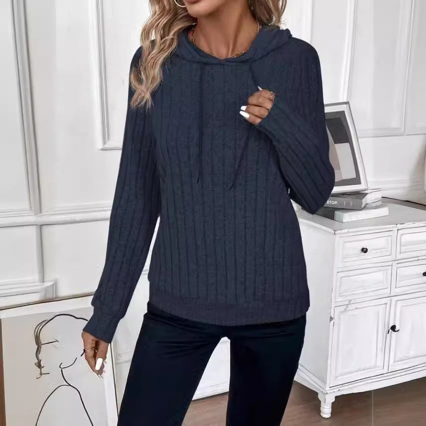 Ladies ribbed design fleece hoodie Lune London