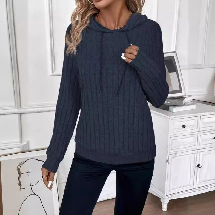 Ladies ribbed design fleece hoodie Lune London