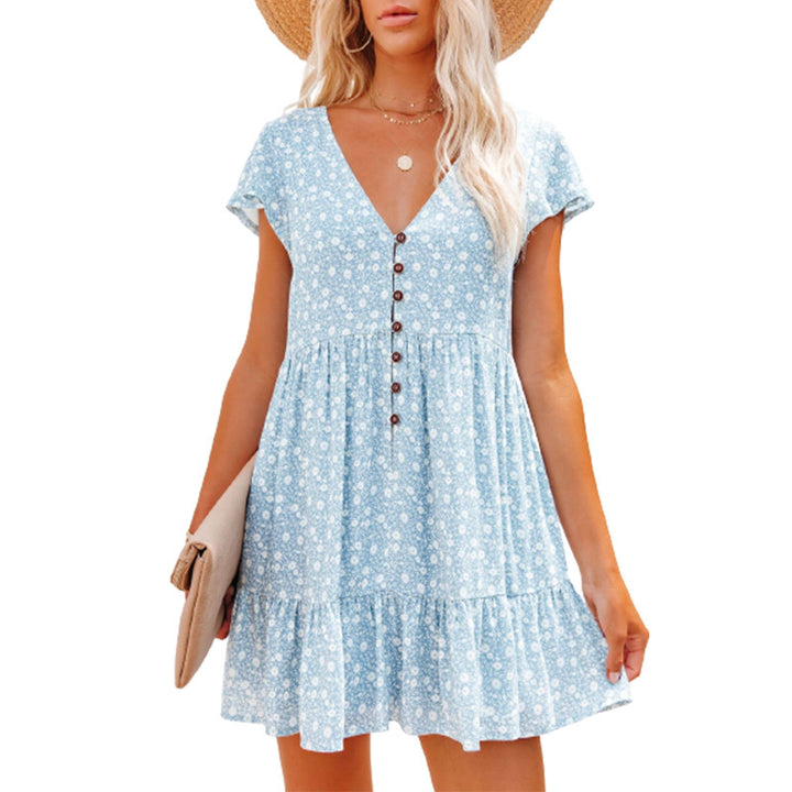Summer dress for women with floral patterns and button details Lune London
