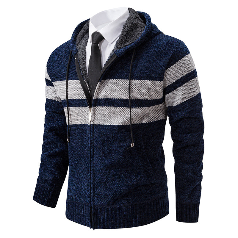 Hooded sweatshirt for men with modern zipper and practical fleece lining Lune London