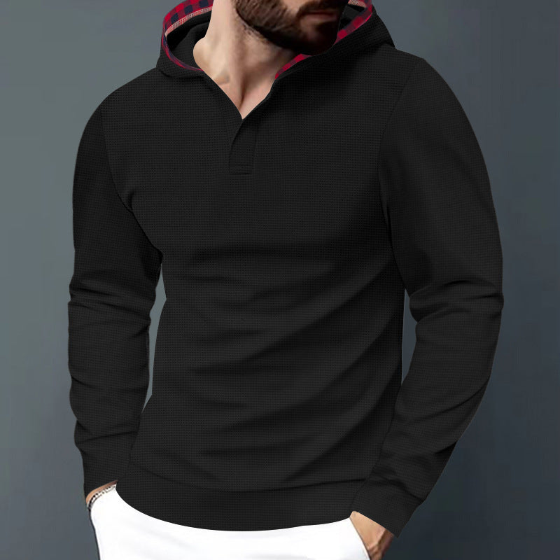 Trendy long sleeve shirt for men with hoodie and textured design Lune London
