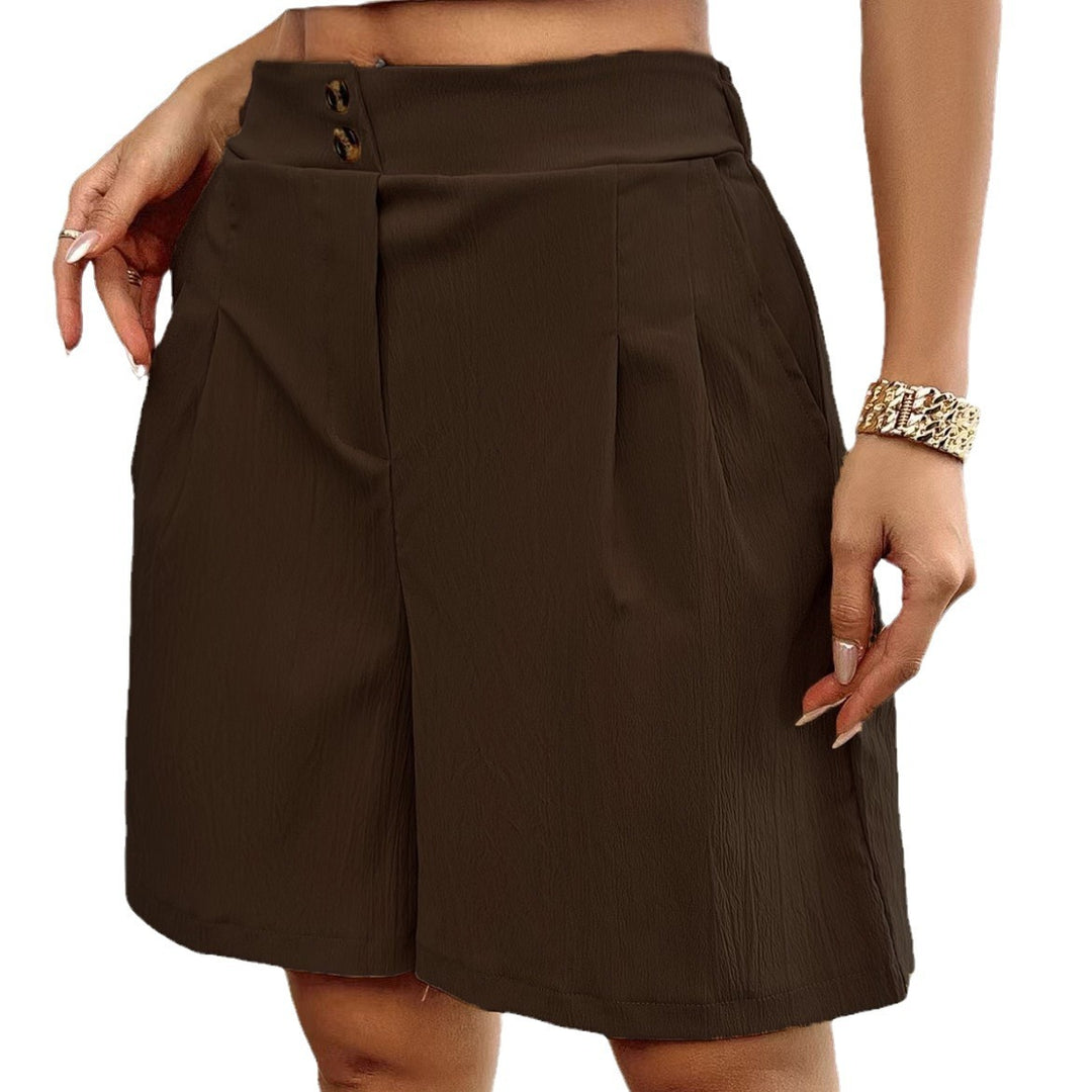 High-waisted satin shorts for women with double button closure and pleats Lune London
