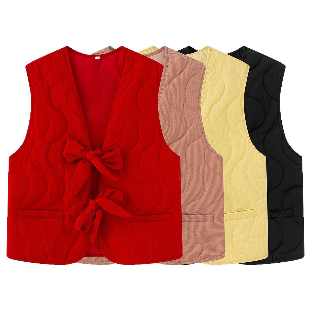 Women's quilted gilet with practical tie belt Lune London