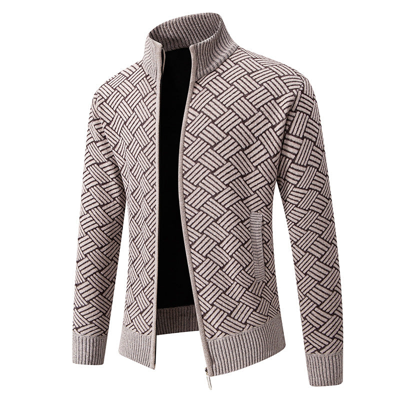 Men's knit jacket with modern plaid pattern Lune London