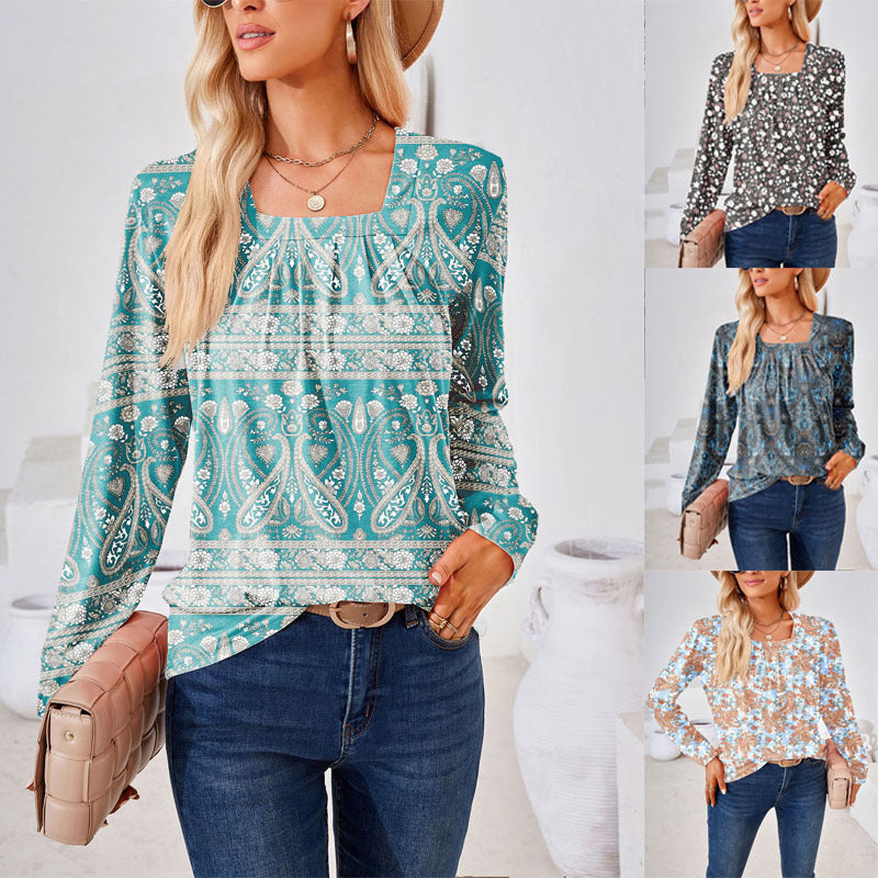Blouse for women with floral jacquard pattern and loose fit Lune London