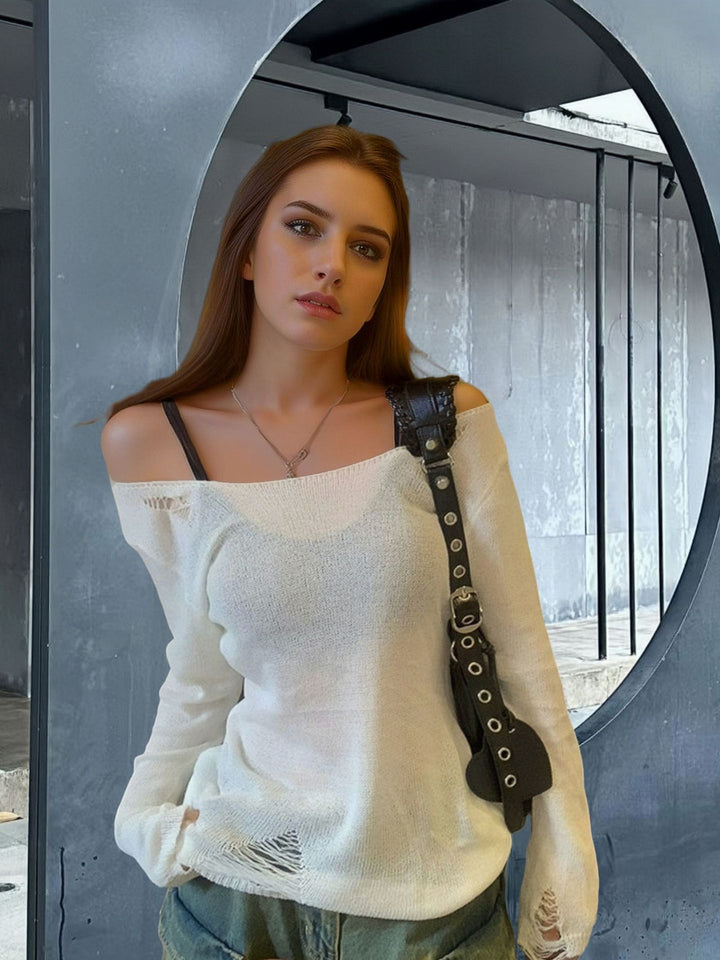 Casual knit dress for women with trendy rips Lune London