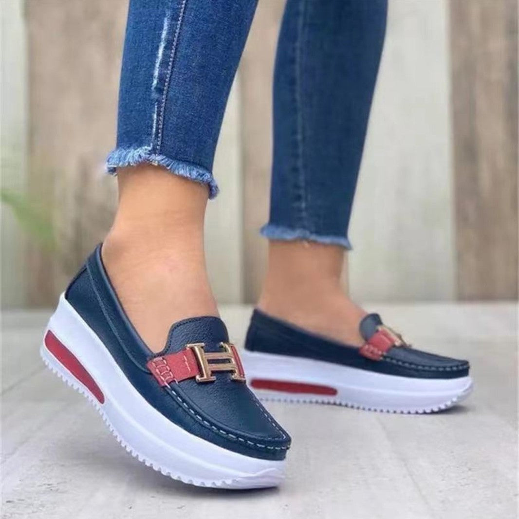 Comfortable Women's Slip-On loafers with wedge sole Lune London