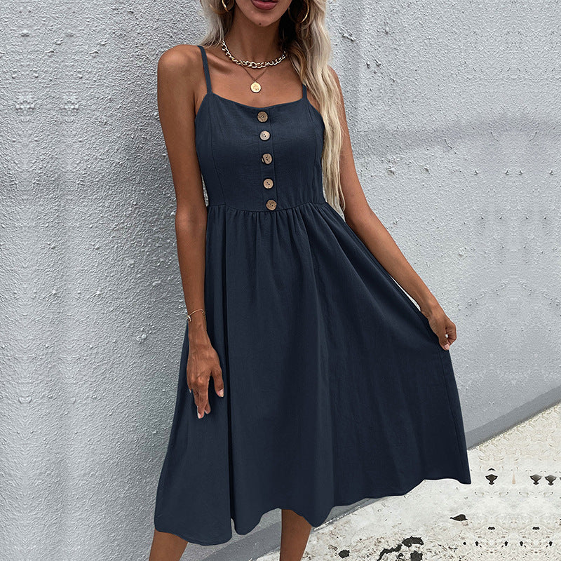 Chic and Stylish Button Midi Dress