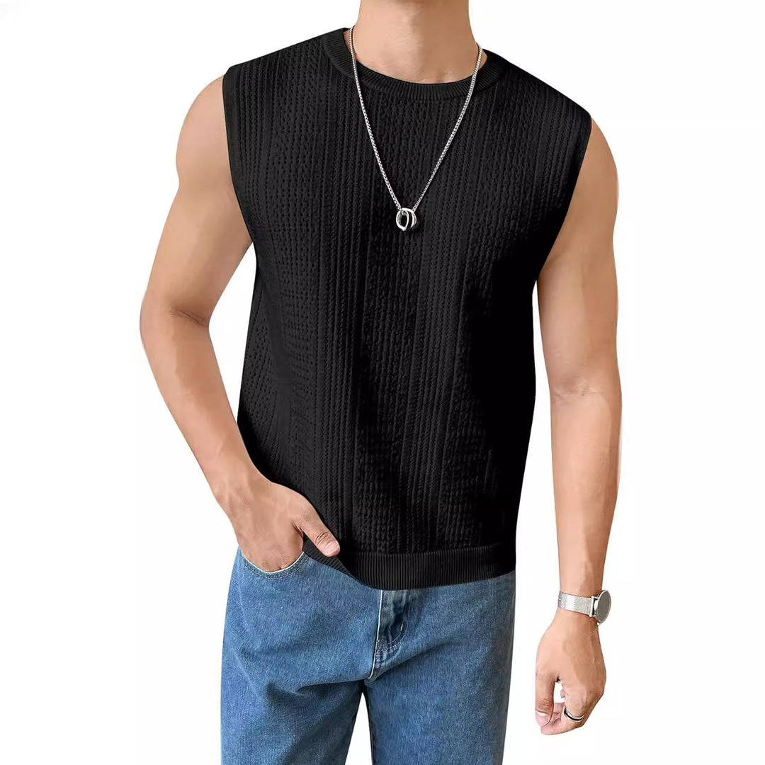 Men's knitted sweater with airy structure and perforated pattern Lune London