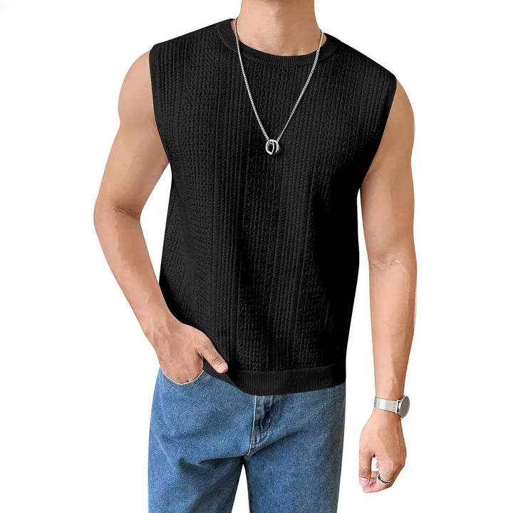 Men's knitted sweater with airy structure and perforated pattern Lune London
