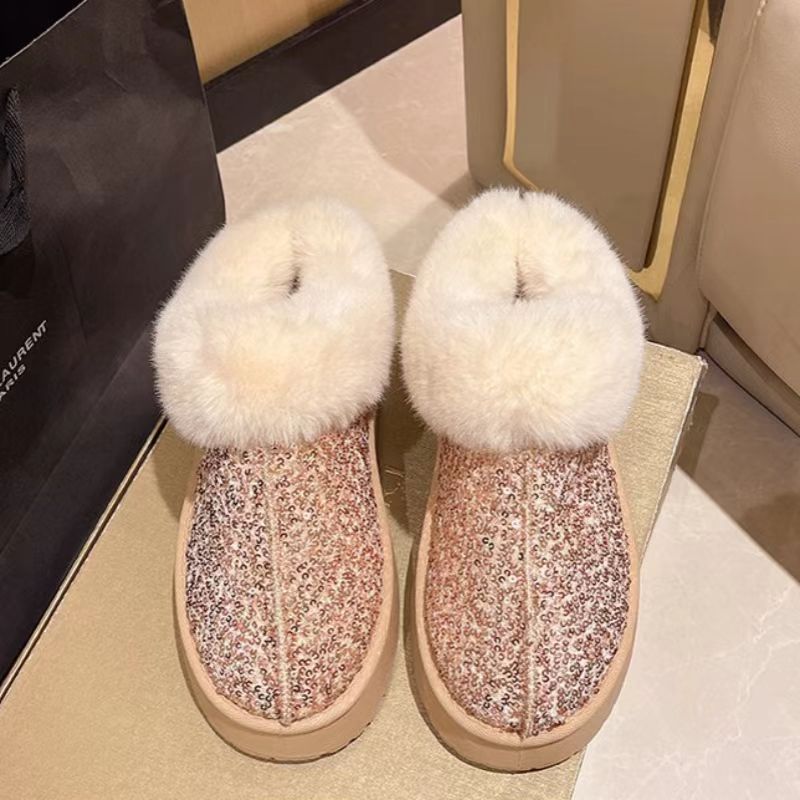 Ladies Plush Sparkly Slippers Lune London