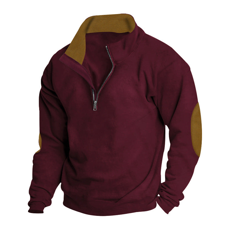 Men's fleece sweatshirt with high collar and stylish contrasting sleeves Lune London