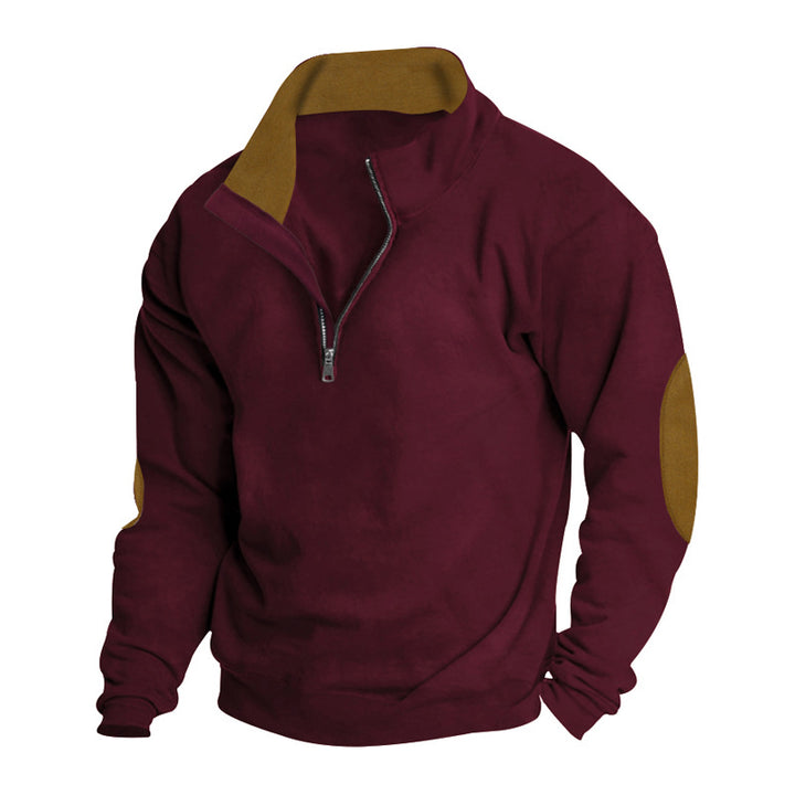 Men's fleece sweatshirt with high collar and stylish contrasting sleeves Lune London