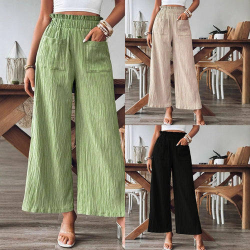 Loose linen pants for women with elastic waist and practical pockets Lune London