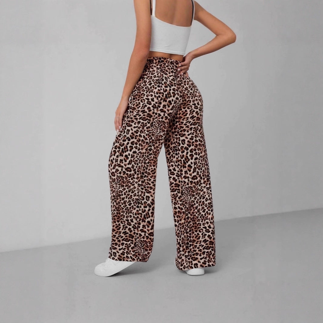 Pantalons en chiffon large pour femmes à motif léopard Lune London