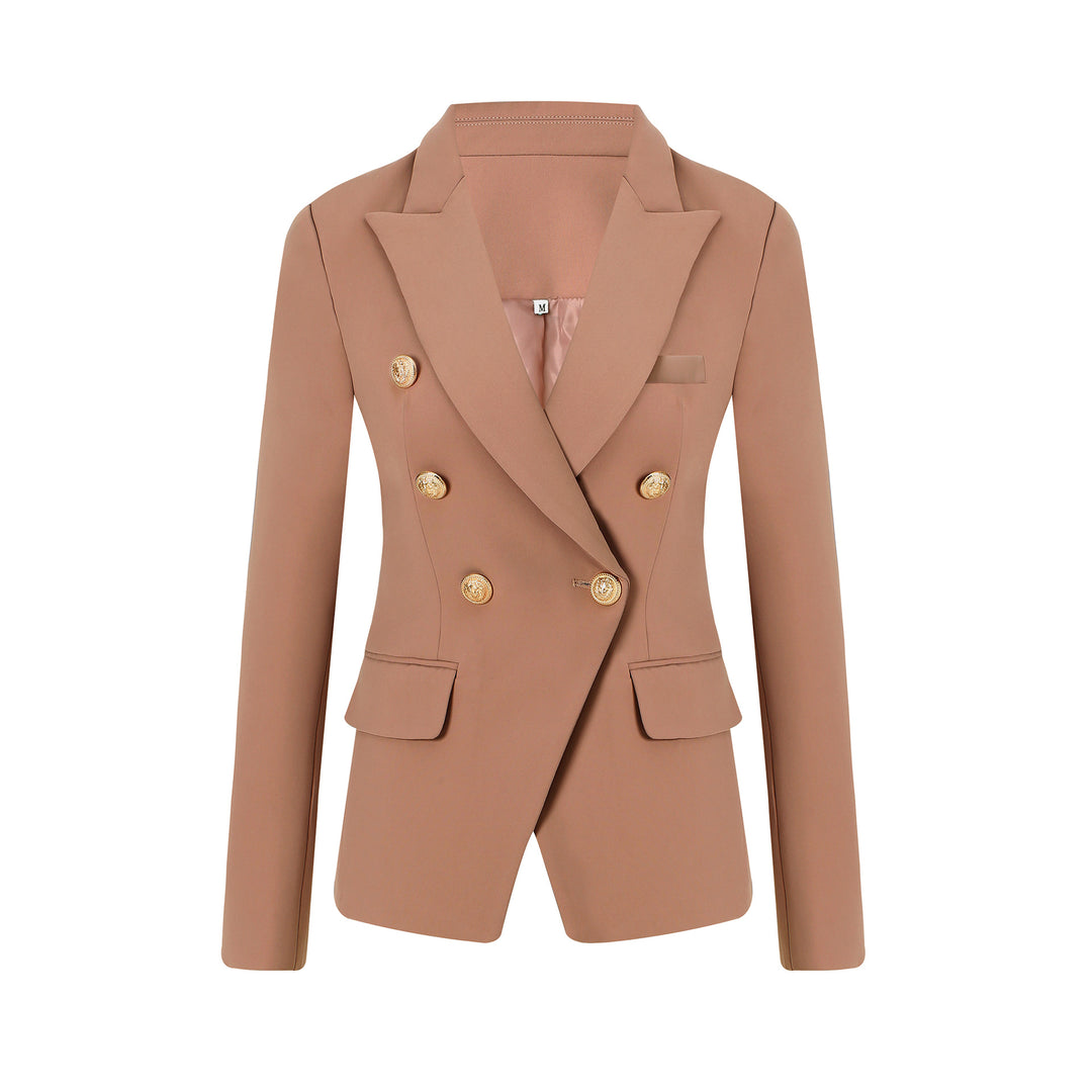 Ladies Elegant Double-Breasted Blazer with Golden Buttons Lune London