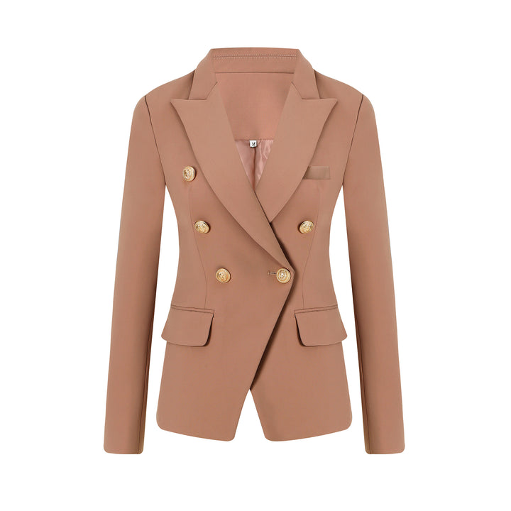 Ladies Elegant Double-Breasted Blazer with Golden Buttons Lune London