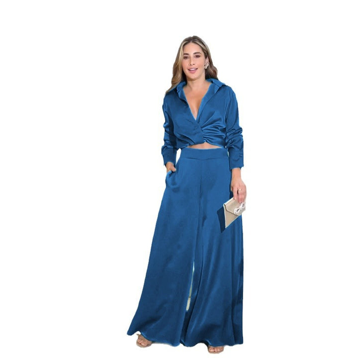 Women refined and elegant outfit with short blouse and wide pants Lune London