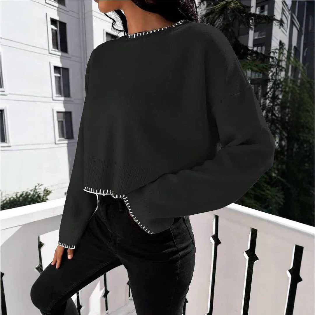 Lune Londonl women's casual cropped sweater with fine ribbed knit