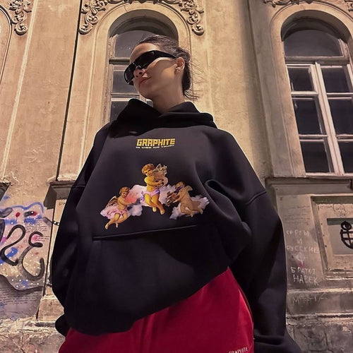 Oversized hoodie for women with creative print and relaxed cut Lune London