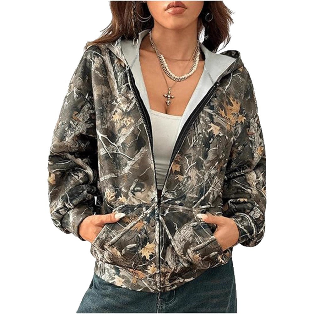 Veste à capuche pour femme avec motif camouflage et coupe ample Chic & Stil