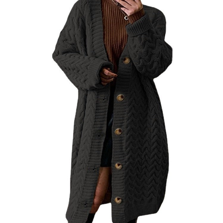 Large cable knit patterned coat for women Lune London
