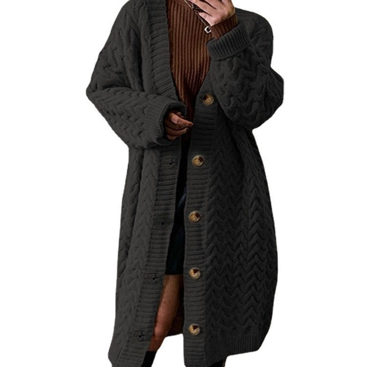 Large cable knit patterned coat for women Lune London