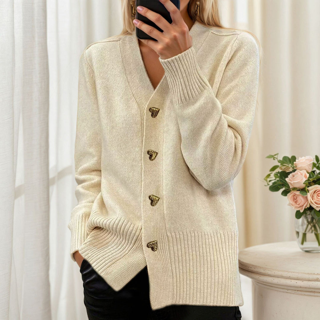 Knit jacket for women with heart-shaped buttons and a relaxed fit Lune London