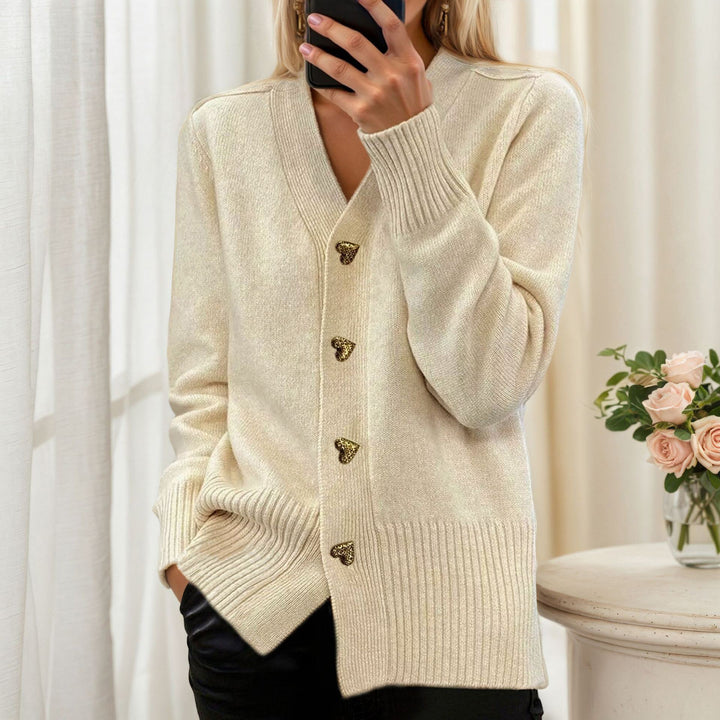 Knit jacket for women with heart-shaped buttons and a relaxed fit Lune London