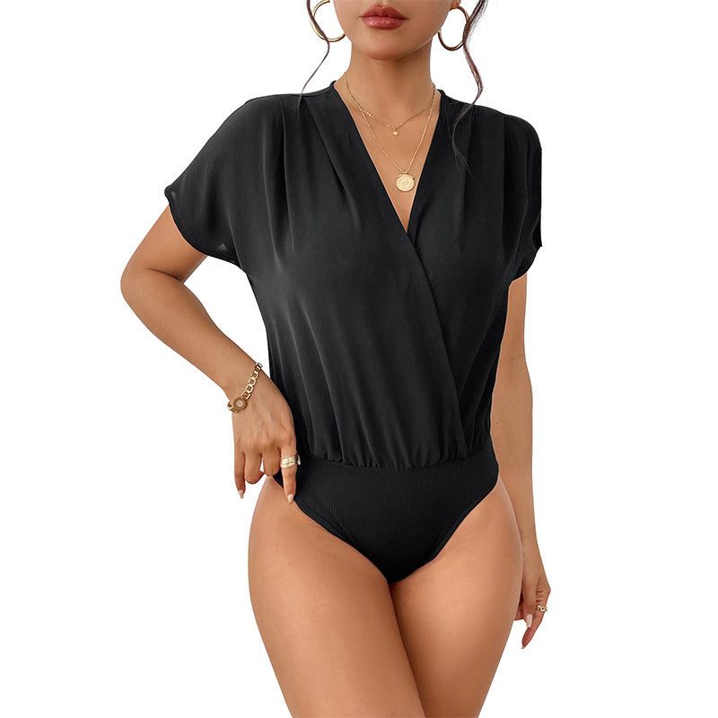 Elegant V-neck blouse for women with short sleeves Lune London