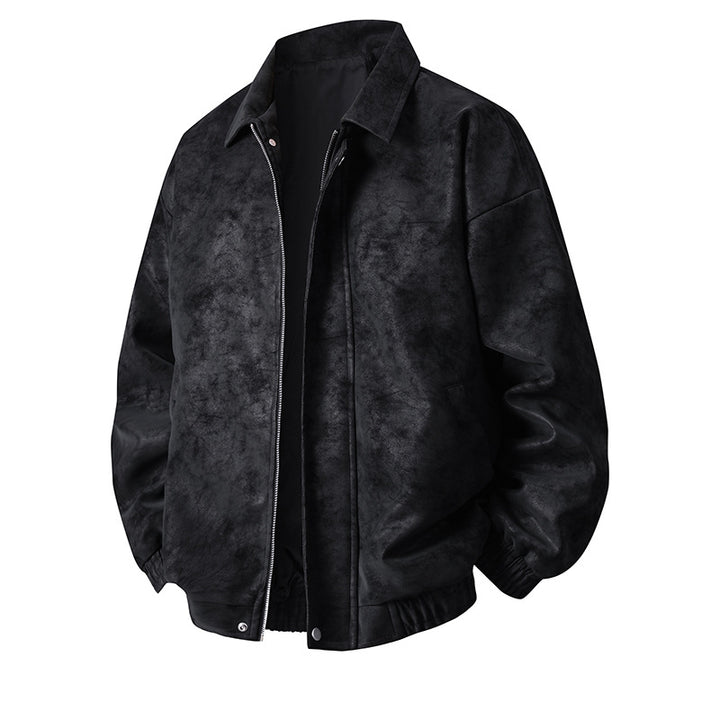 Synthetic leather bomber jacket for men with a relaxed fit and practical pockets Lune London