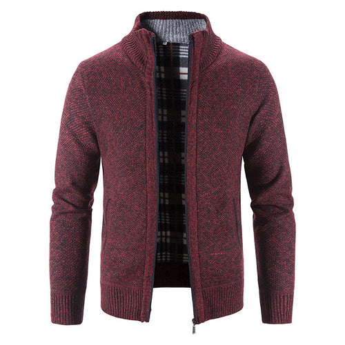 Men's knit jacket with modern high collar and practical pockets Lune London