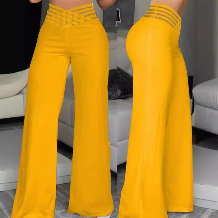 Wide leg pants for women with a trendy grid design Lune London