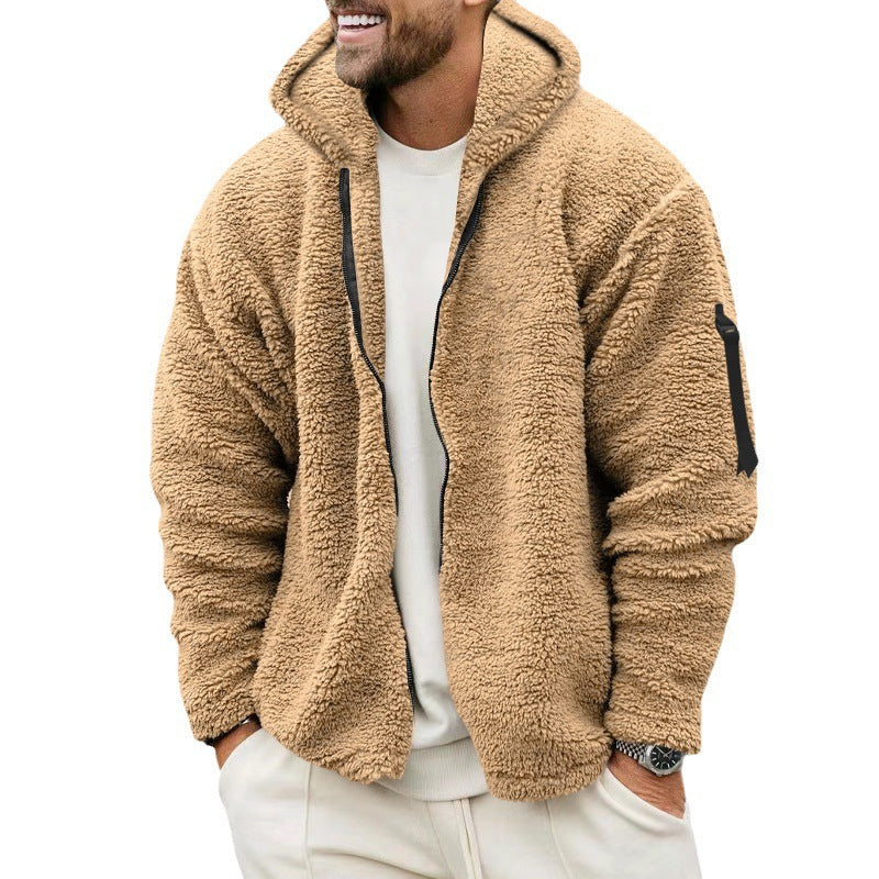 Men's winter fleece jacket with practical hood and soft premium material Lune London