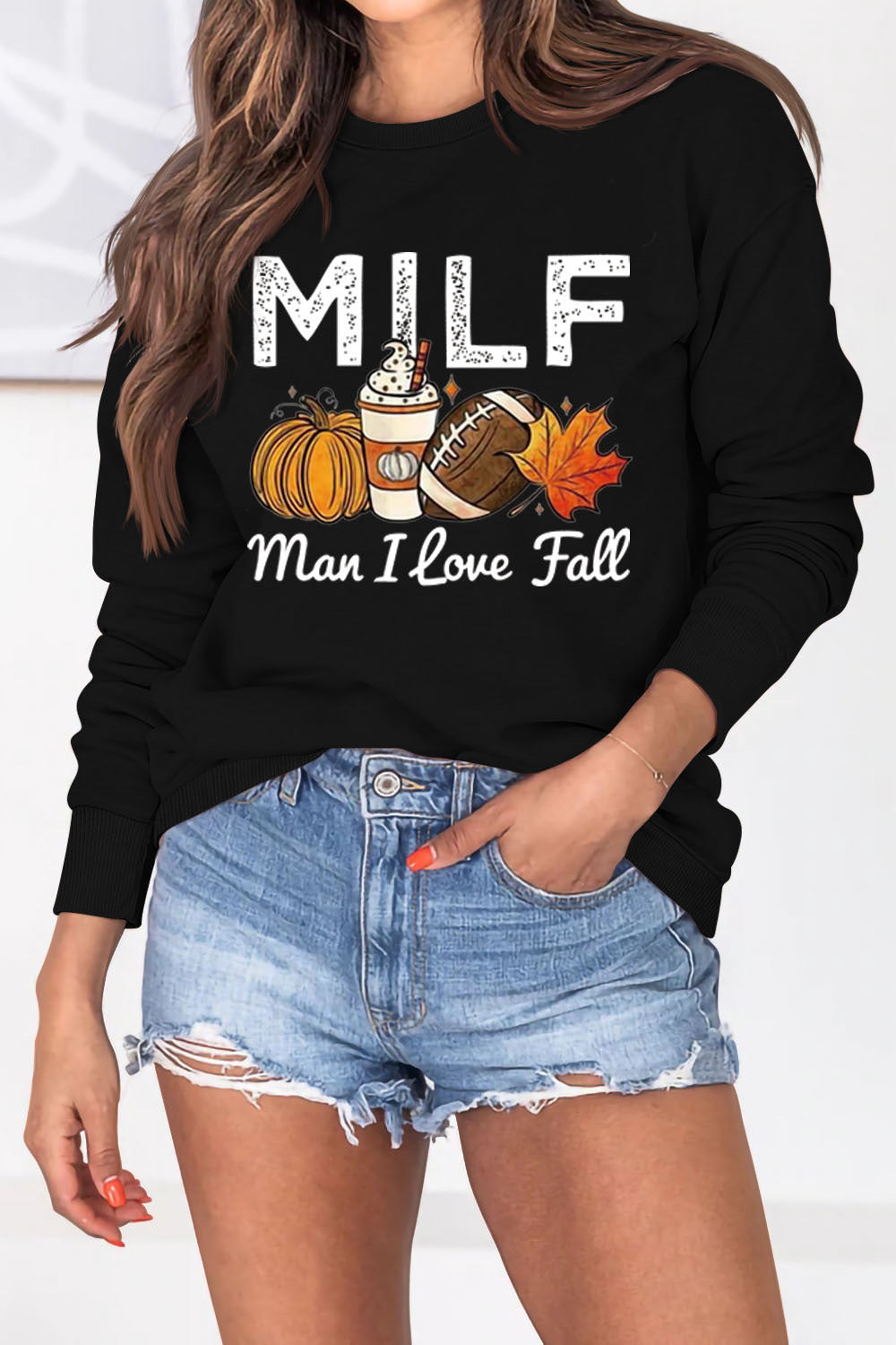 Sweatshirt pour femmes avec motif essence automnale et lettrage inspirant Chic & Stil