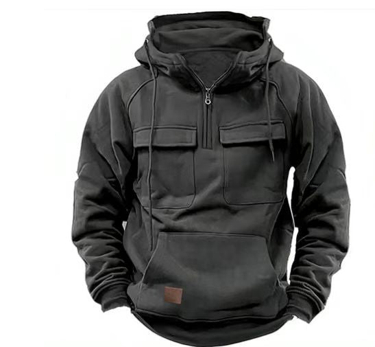 Hooded sweatshirt for men with practical pockets and full zipper Lune London