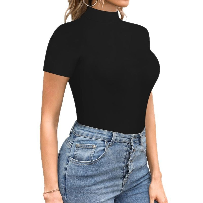 Women’s bodysuit with high collar and short sleeves Lune London