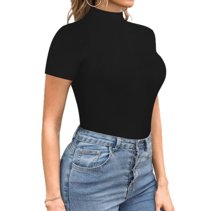 Women’s bodysuit with high collar and short sleeves Lune London